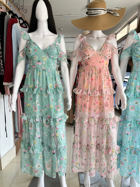 Summer Ruffle Sleeves Floral Sundress